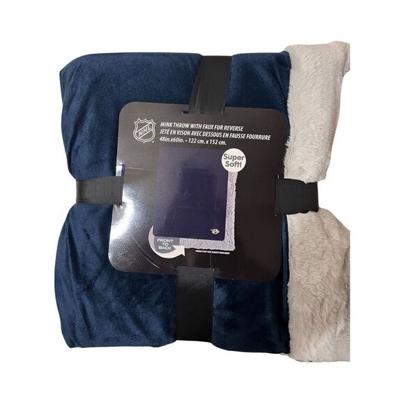 Predators NHL, Large 48"x60" Super Soft Fleece faux mink reverse Throw Blanket - Picture 3 of 6